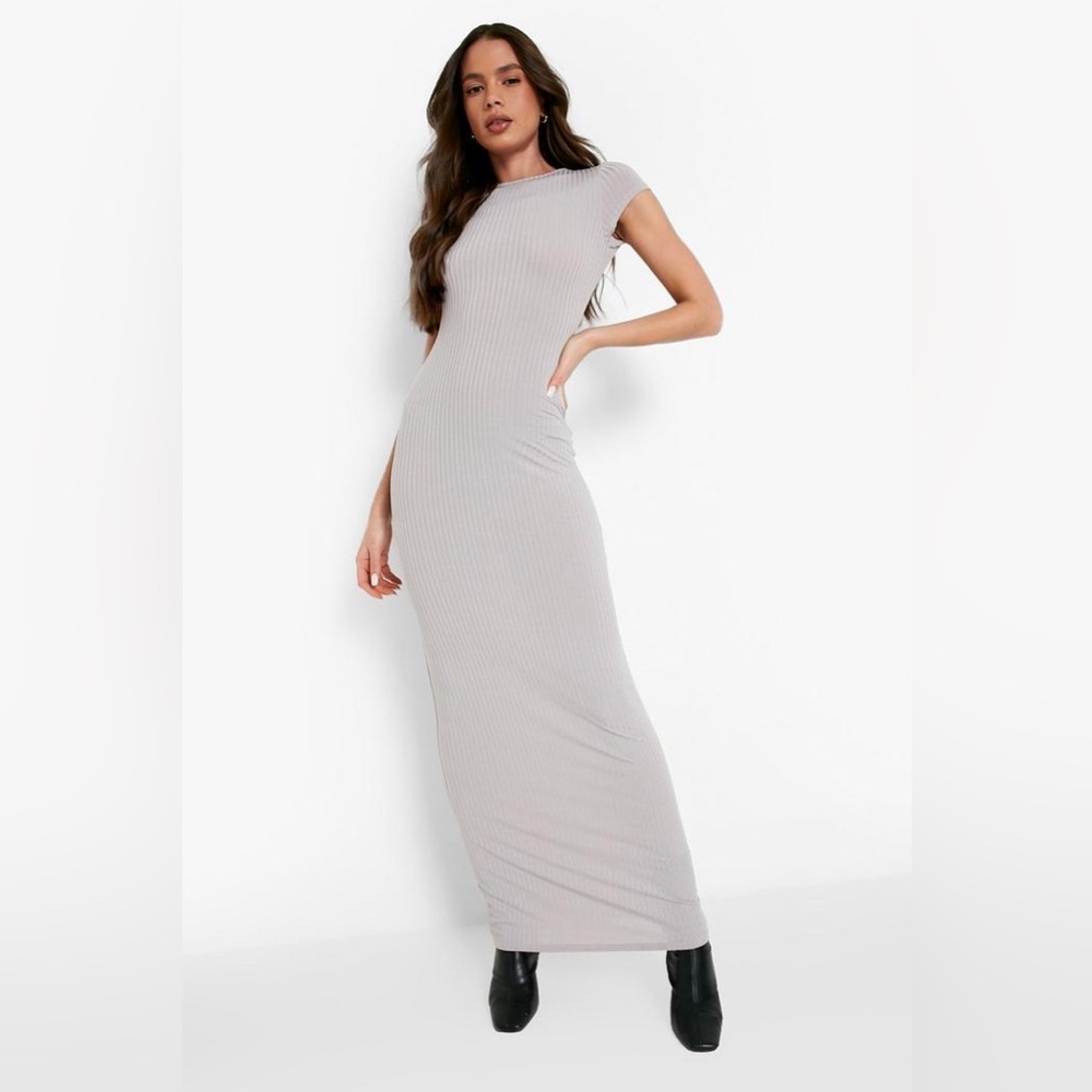 Boohoo Basics Cap Sleeve Ribbed Bodycon Maxi Dress Size 4